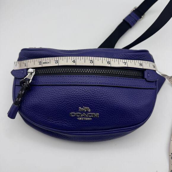 Coach Vale Belt Bag Womens Pebbled Leather Crossbody Fanny Pack Adjustable Grape - Picture 14 of 16